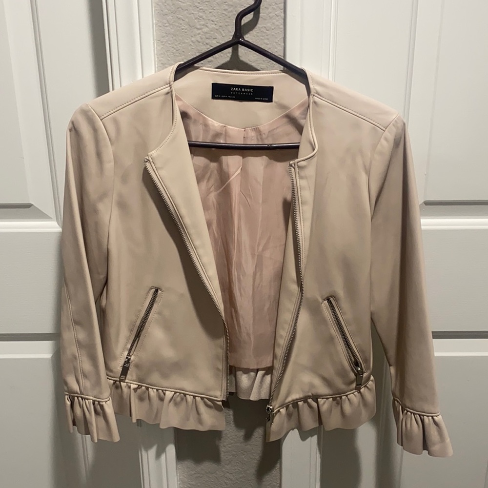 Zara pale pink leather jacket